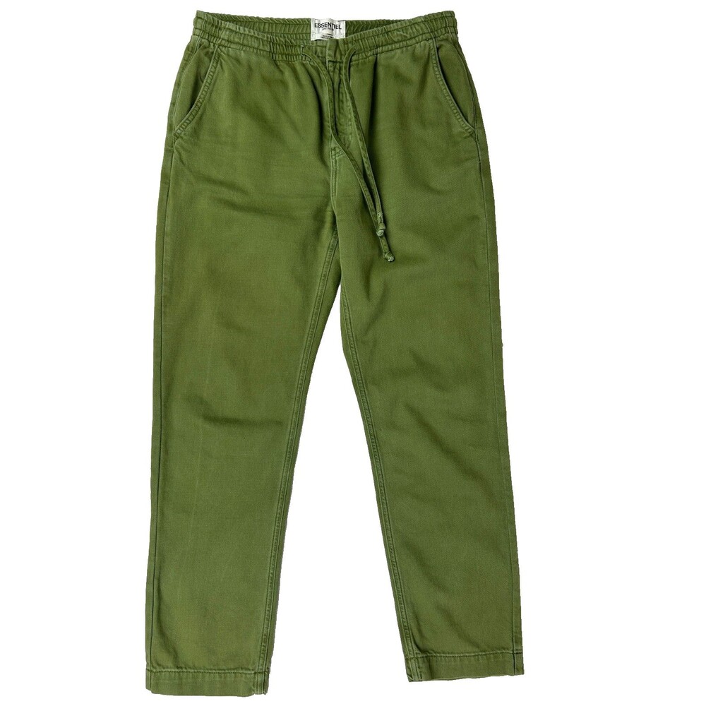 Essentiel Antwerp Pants Lightweight Stretch Waist Olive Green Slacks Comfort 10